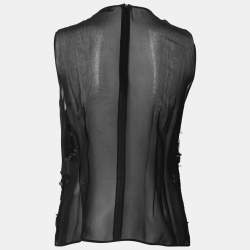 Emilio Pucci Black Sequin Embellished Tulle & Silk Sleeveless Top M