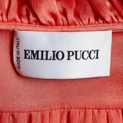 Pre Owned Emilio Pucci Pink Silk Ruffle Blouse L