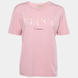 مملوكة مسبقًا Emilio Pucci Pink Jersey Logo Printed Short Sleeve T-Shirt L