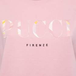 مملوكة مسبقًا Emilio Pucci Pink Jersey Logo Printed Short Sleeve T-Shirt L