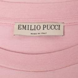 مملوكة مسبقًا Emilio Pucci Pink Jersey Logo Printed Short Sleeve T-Shirt L