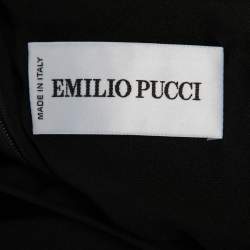 Emilio Pucci Black Crepe Mesh Cutout Detail Midi Dress S