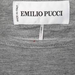 Emilio Pucci Grey Lace Embellished Jersey Long Sleeve Top M