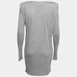 Emilio Pucci Grey Lace Embellished Jersey Long Sleeve Top M