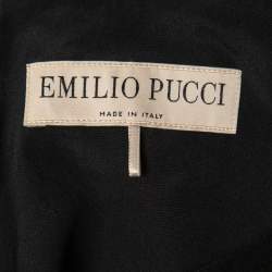 Emilio Pucci Black Wool Cap Sleeve Knot Detail Midi Dress S