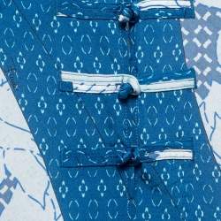 Emilio Pucci Blue Printed Silk Split Sleeve Blouse M