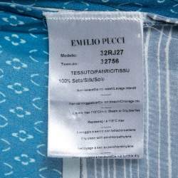 Emilio Pucci Blue Printed Silk Split Sleeve Blouse M