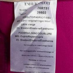Pre Owned Emilio Pucci Fuchsia Pink Crepe Wool Straight Fit Trousers L
