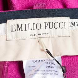 Pre Owned Emilio Pucci Fuchsia Pink Crepe Wool Straight Fit Trousers L