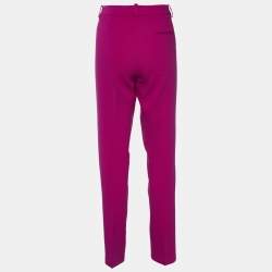 Pre Owned Emilio Pucci Fuchsia Pink Crepe Wool Straight Fit Trousers L