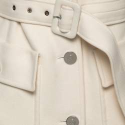 Pre Owned Emilio Pucci Cream Wool Belted Coat M