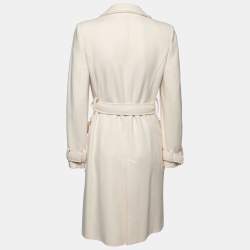 Pre Owned Emilio Pucci Cream Wool Belted Coat M