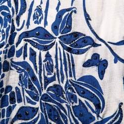 Pre Owned Emilio Pucci Blue & White Silk Jacquard Embellished Mini Dress S