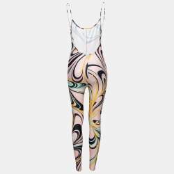 Emilio Pucci Pink Printed Stretch Jersey Scoop Back Jumpsuit S