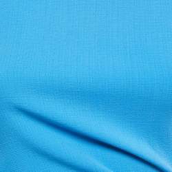 Emilio Pucci Blue Wool Crepe Zip Detail Sleeveless Dress S