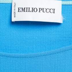 Emilio Pucci Blue Wool Crepe Zip Detail Sleeveless Dress S