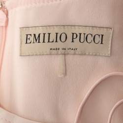 Pre Owned Emilio Pucci Pale Pink Long Sleeve Ruffle Hem Midi Dress M