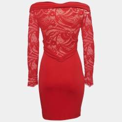 Emilio Pucci Red Jersey & Lace Knot Detail Midi Dress S
