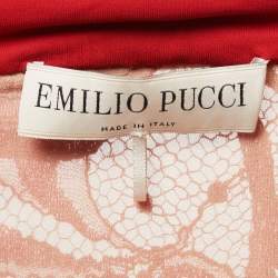 Emilio Pucci Red Jersey & Lace Knot Detail Midi Dress S