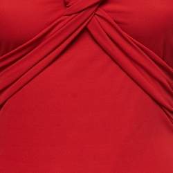 Emilio Pucci Red Jersey & Lace Knot Detail Midi Dress S