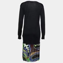 Pre Owned Emilio Pucci Black Knit Fringed Pullover Dress S