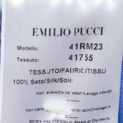 Emilio Pucci Blue Printed Silk Lace Up Blouse S