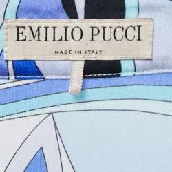 Emilio Pucci Blue Printed Silk Lace Up Blouse S