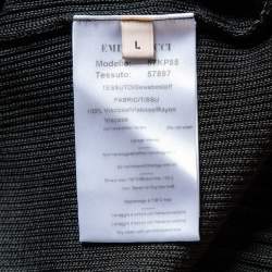 Emilio Pucci Black Jersey Rib Knit Zip Front Polo T-Shirt L