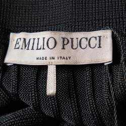 Emilio Pucci Black Jersey Rib Knit Zip Front Polo T-Shirt L