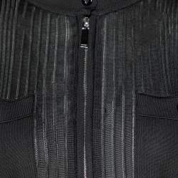 Emilio Pucci Black Jersey Rib Knit Zip Front Polo T-Shirt L