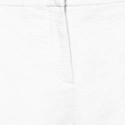 Emilio Pucci White Cotton Cutwork Detail Straight Leg Trousers M