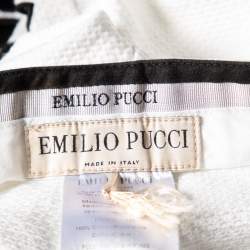 Emilio Pucci White Cotton Cutwork Detail Straight Leg Trousers M