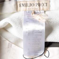 Emilio Pucci White Cotton Cutwork Detail Straight Leg Trousers M