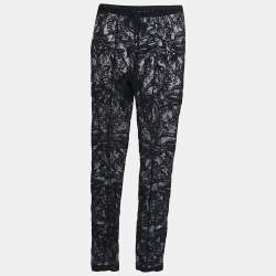 Pre Owned Emilio Pucci Black Floral Lace Leggings S