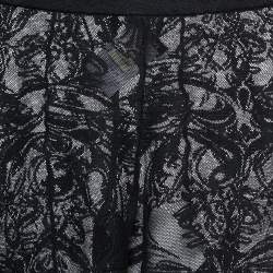 Pre Owned Emilio Pucci Black Floral Lace Leggings S