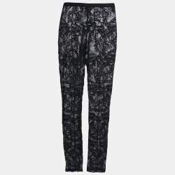 Pre Owned Emilio Pucci Black Floral Lace Leggings S