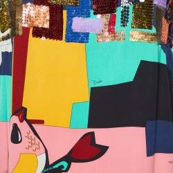 Emilio Pucci Multicolor Silk Sequin Square Neck Shift Dress S