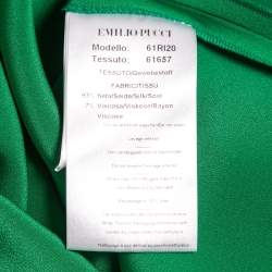 Emilio Pucci Green Silk Embellished Neck Detail Long Dress S 