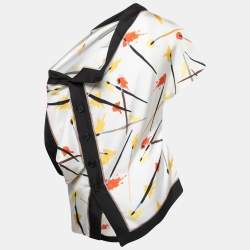 Emilio Pucci White Floral Printed Silk Asymmetrical Top M