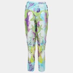 Pre Owned Emilio Pucci Multicolor Abstract Star Printed Silk Wide Leg Pants M