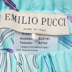 Pre Owned Emilio Pucci Multicolor Abstract Star Printed Silk Wide Leg Pants M