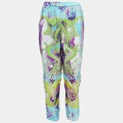Pre Owned Emilio Pucci Multicolor Abstract Star Printed Silk Wide Leg Pants M