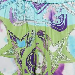 Pre Owned Emilio Pucci Multicolor Abstract Star Printed Silk Wide Leg Pants M