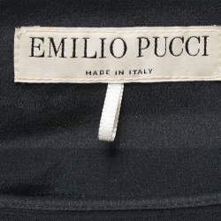 Pre Owned Emilio Pucci Black/Blue Printed Silk Blouse S