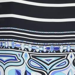 Pre Owned Emilio Pucci Black/Blue Printed Silk Blouse S