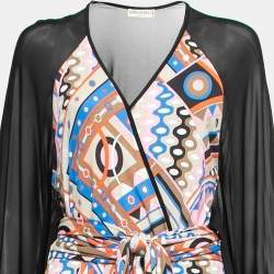Emilio Pucci Multicolor Jersey Bell Sleeve Belted Maxi Dress M
