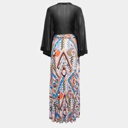 Emilio Pucci Multicolor Jersey Bell Sleeve Belted Maxi Dress M