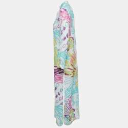 Pre Owned Emilio Pucci Multicolor Graphic Printed Cotton Tie Closure Long Cover-Up Dress M