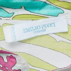 Pre Owned Emilio Pucci Multicolor Graphic Printed Cotton Tie Closure Long Cover-Up Dress M