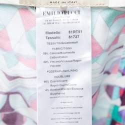 Pre Owned Emilio Pucci Blue Geometric Print Cotton Blend Straight Fit Pants L